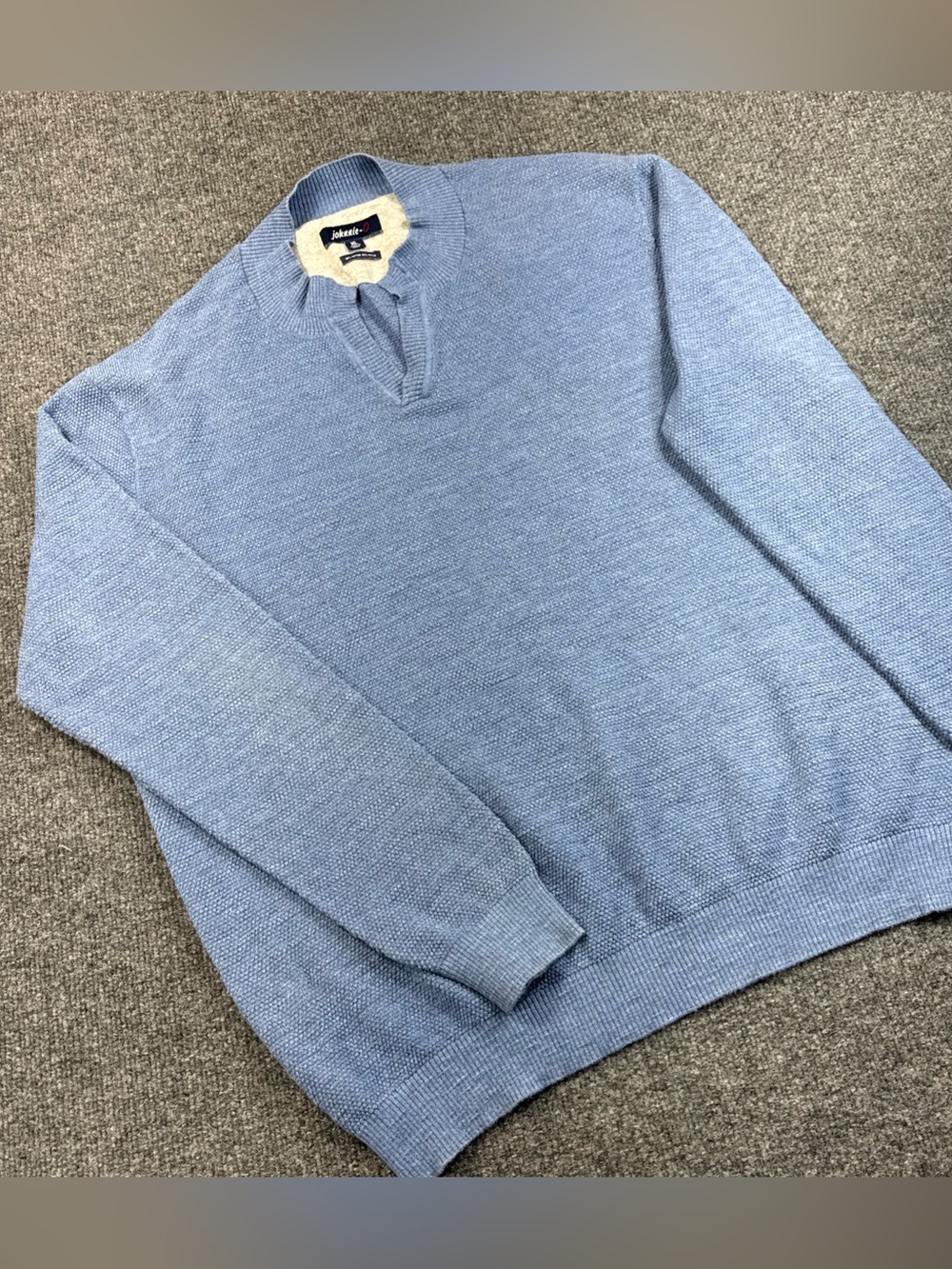 Johnnie-O Belmore Sweater Mens Extra Large Laguna Blue V Neck Long Sleeve